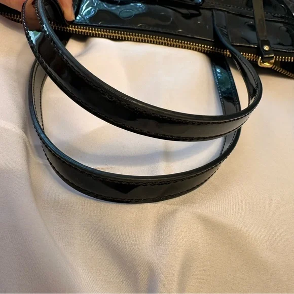 Kate Spade Black Patent Leather Polkadot Tote Bag Bow Detail - Picture 5 of 13